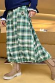 Roberta Plaid Brushed Cotton Balloon Hem Skirt Clover